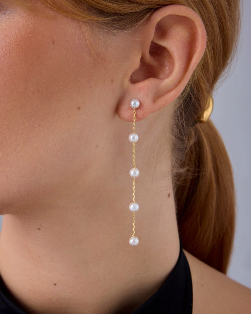 Multi Pearl Drop Earrings #Variant_White Gold  