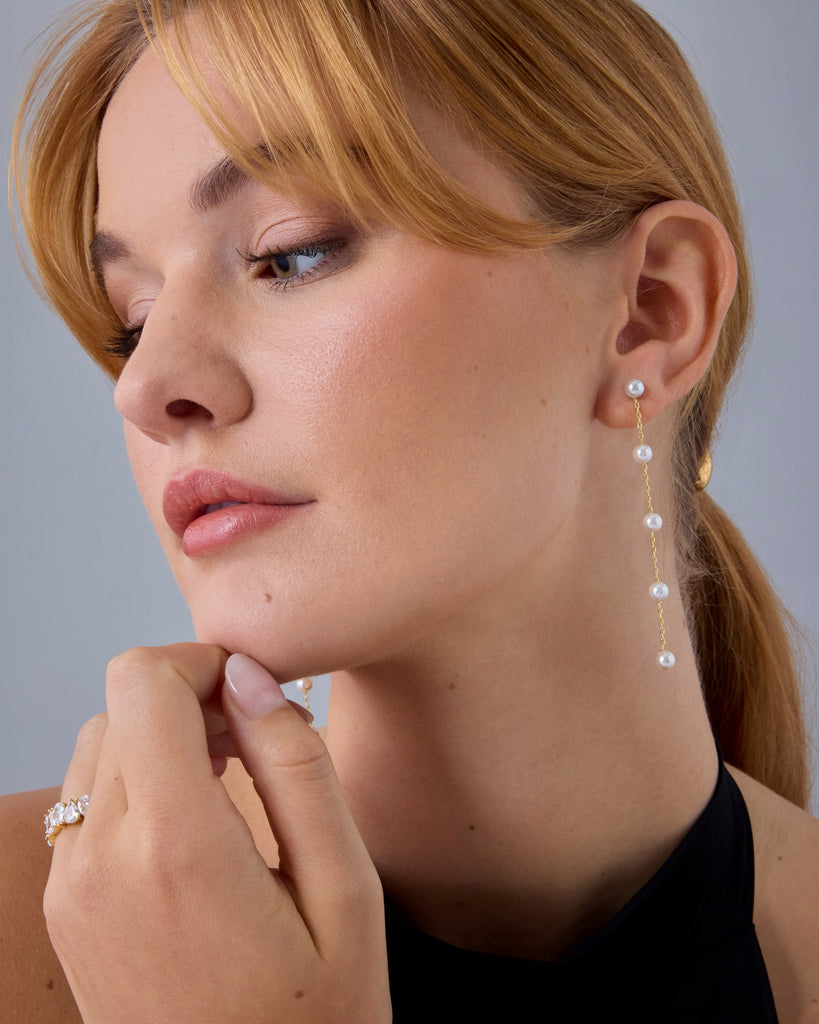 Multi Pearl Drop Earrings #Variant_White Gold  