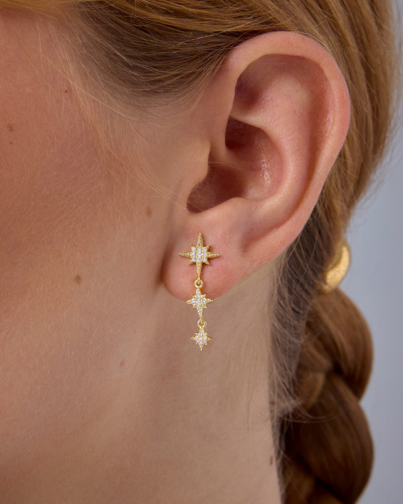 Multi Starburst Drop Earrings #Variant_White Gold  