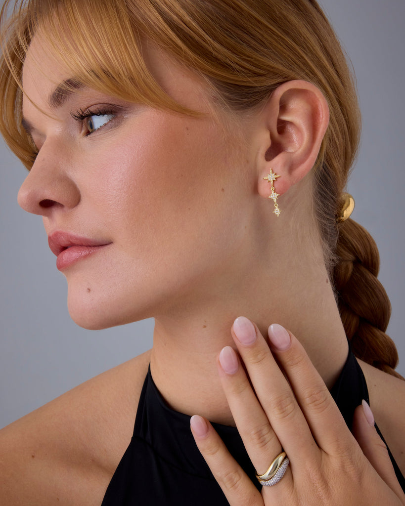 Multi Starburst Drop Earrings #Variant_White Gold  