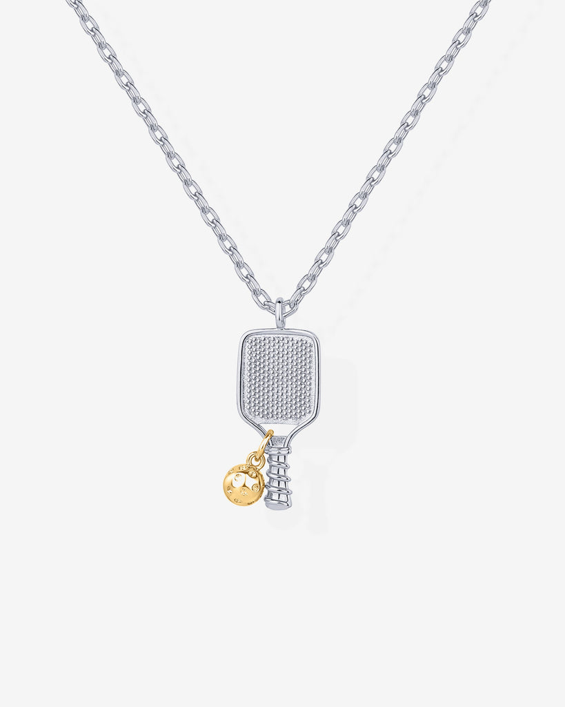 Pickleball Pendant Necklace #Variant_White Gold  