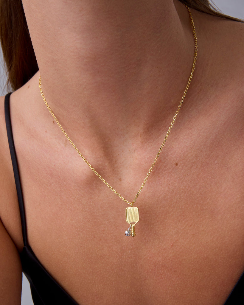 Pickleball Pendant Necklace #Variant_White Gold  