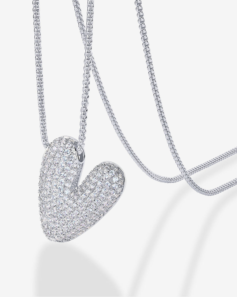 Sparkling Bubble Letter Pendant Necklace #Variant_White Gold_V  