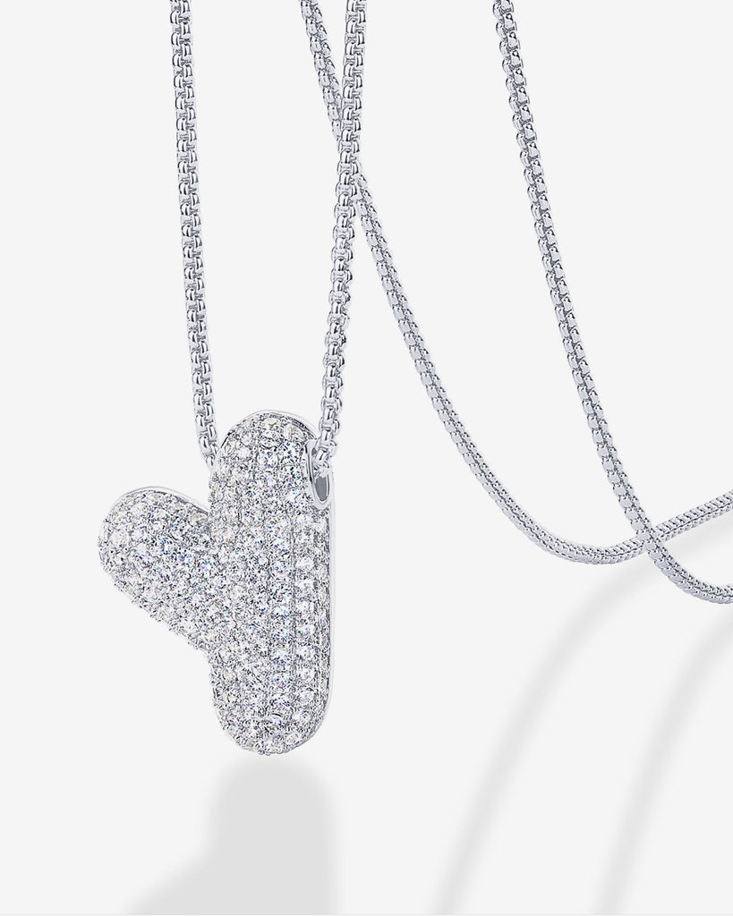 Sparkling Bubble Letter Pendant Necklace #Variant_White Gold_Y  