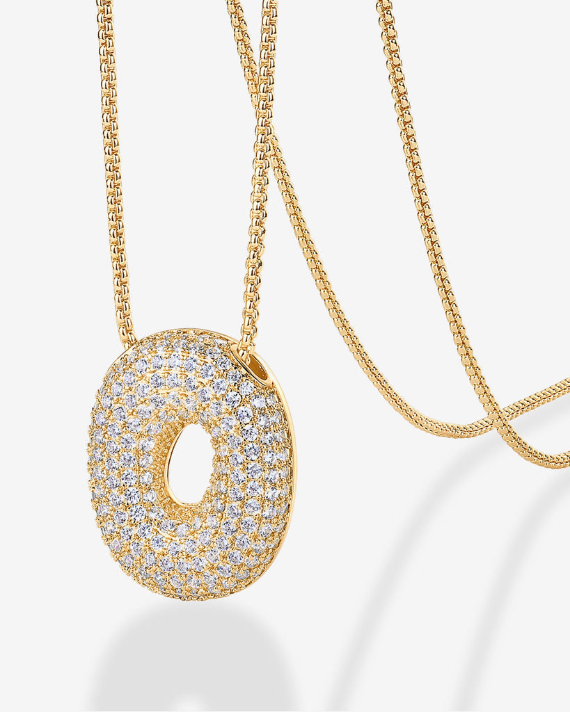 Sparkling Bubble Letter Pendant Necklace #Variant_Yellow Gold_O  