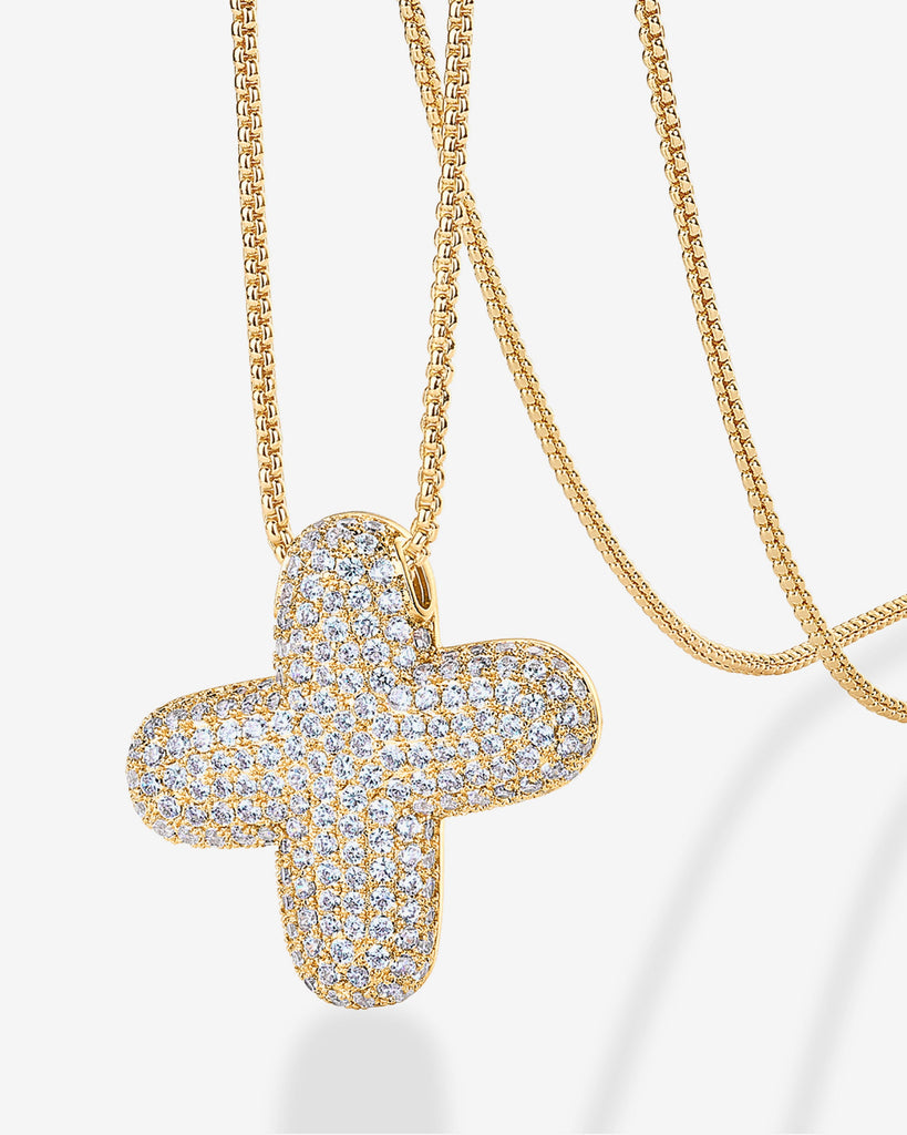 Sparkling Bubble Letter Pendant Necklace #Variant_Yellow Gold_X  