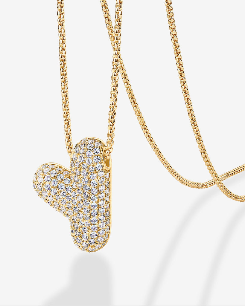 Sparkling Bubble Letter Pendant Necklace #Variant_Yellow Gold_Y  