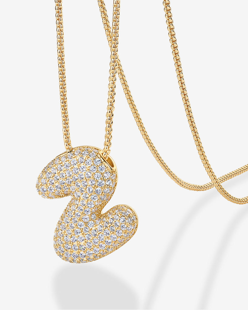Sparkling Bubble Letter Pendant Necklace #Variant_Yellow Gold_Z  