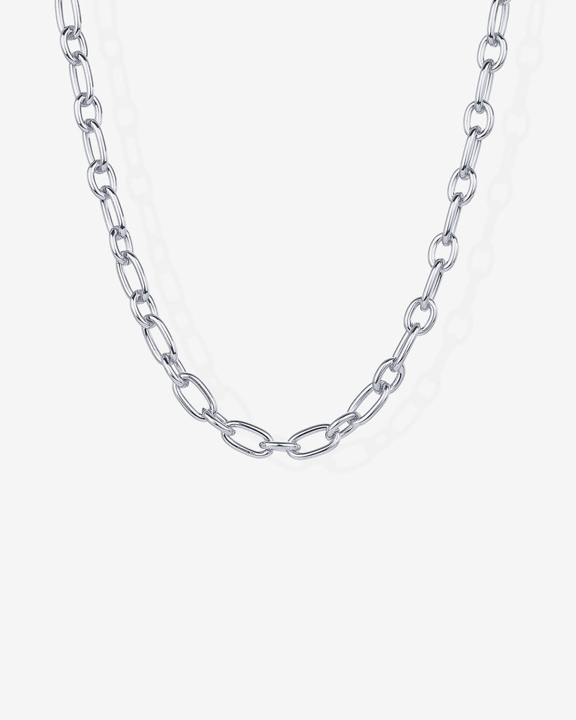 Chunky Oval Link Chain Necklace #Variant_White Gold  
