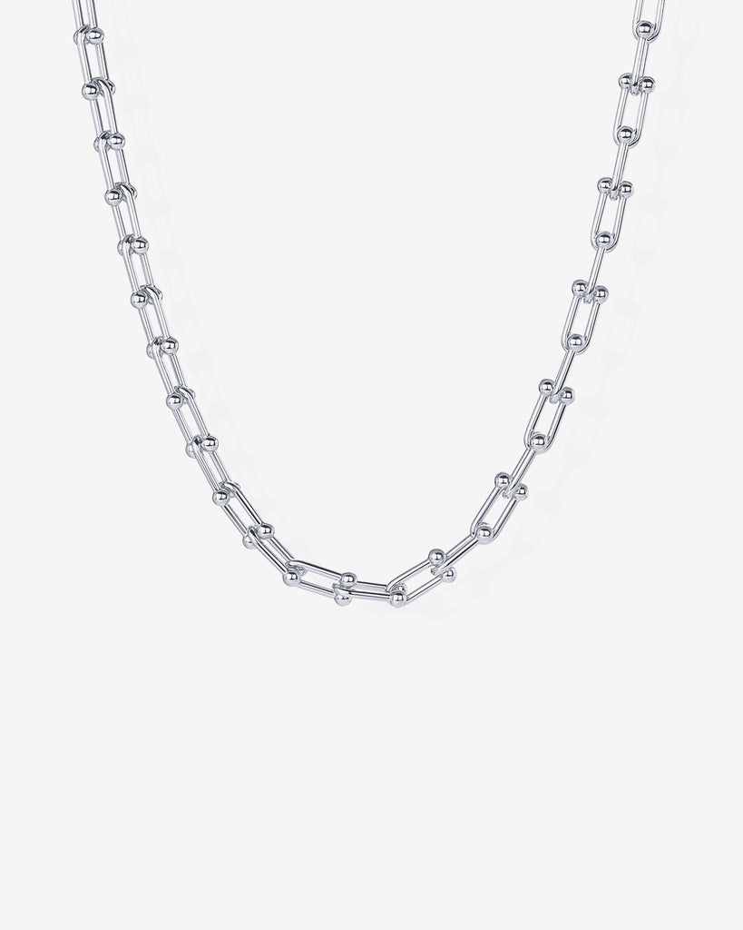 Chunky Barbell Links Chain Necklace #Variant_White Gold  