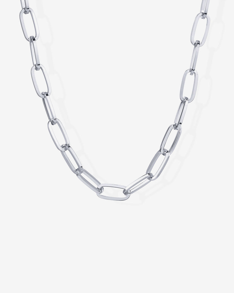 Chunky Paperclip Chain Necklace #Variant_White Gold  