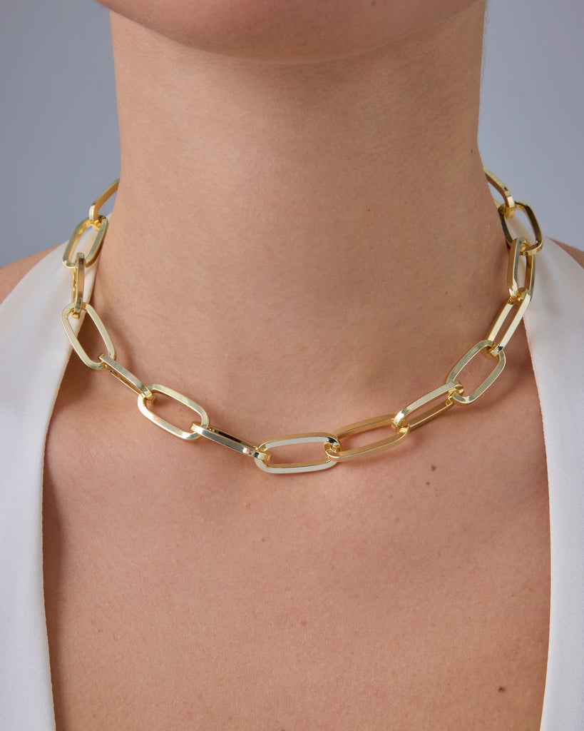 Chunky Paperclip Chain Necklace #Variant_White Gold  