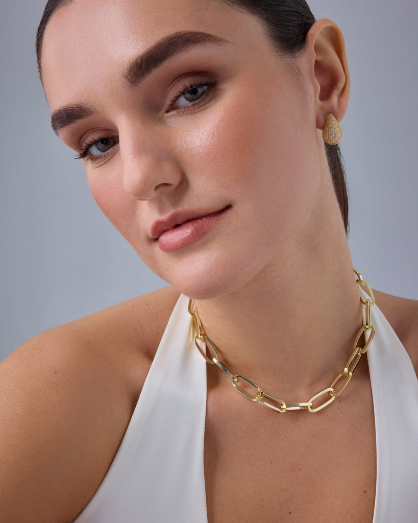 Chunky Paperclip Chain Necklace #Variant_White Gold  