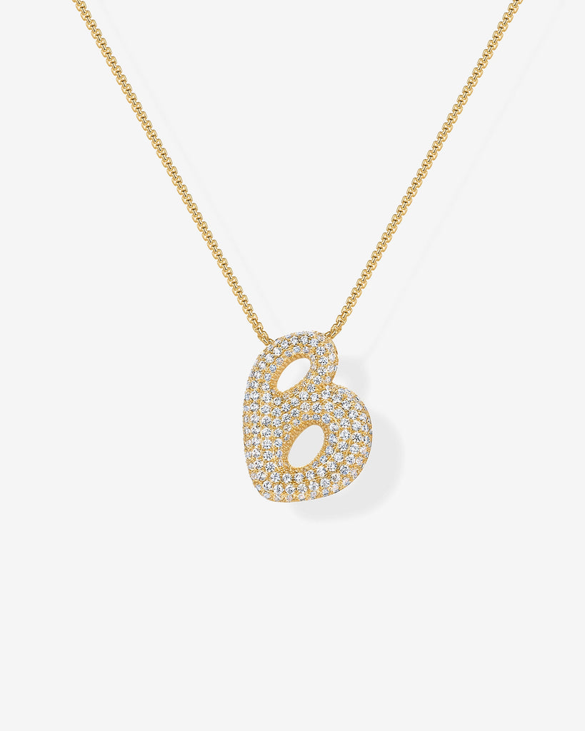 Sparkling Bubble Letter Pendant Necklace #Variant_Yellow Gold_B  
