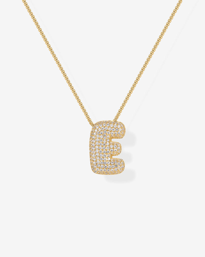 Sparkling Bubble Letter Pendant Necklace #Variant_Yellow Gold_E  