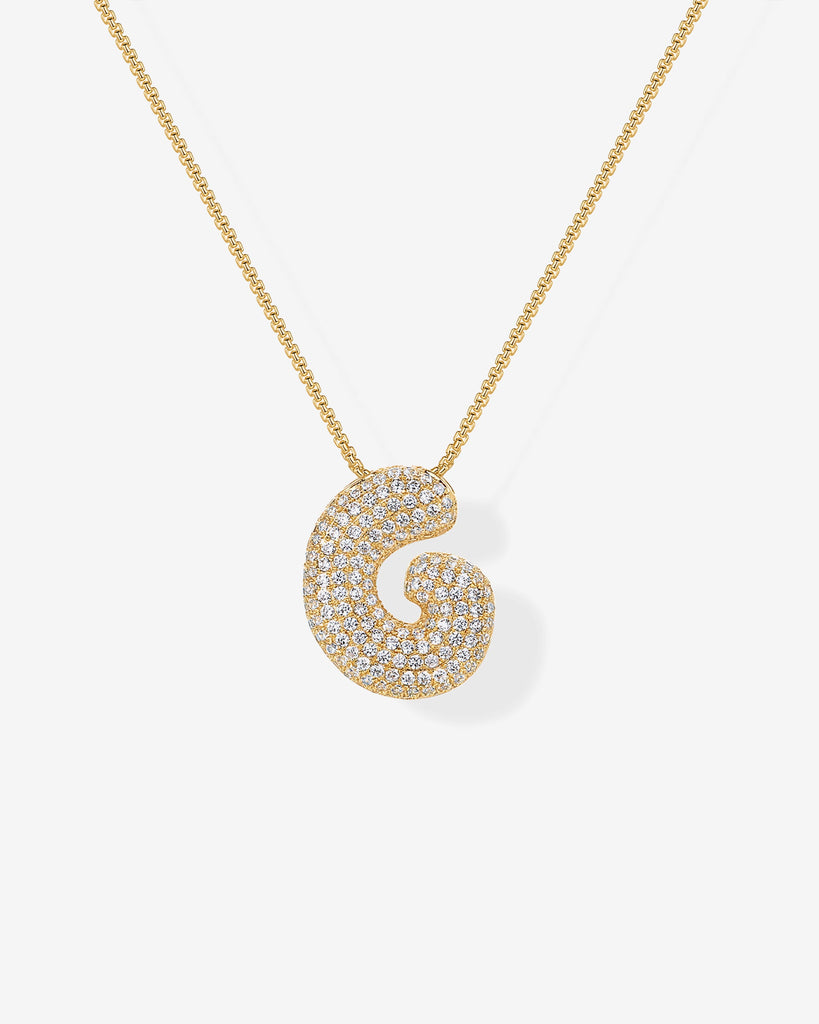 Sparkling Bubble Letter Pendant Necklace #Variant_Yellow Gold_G  
