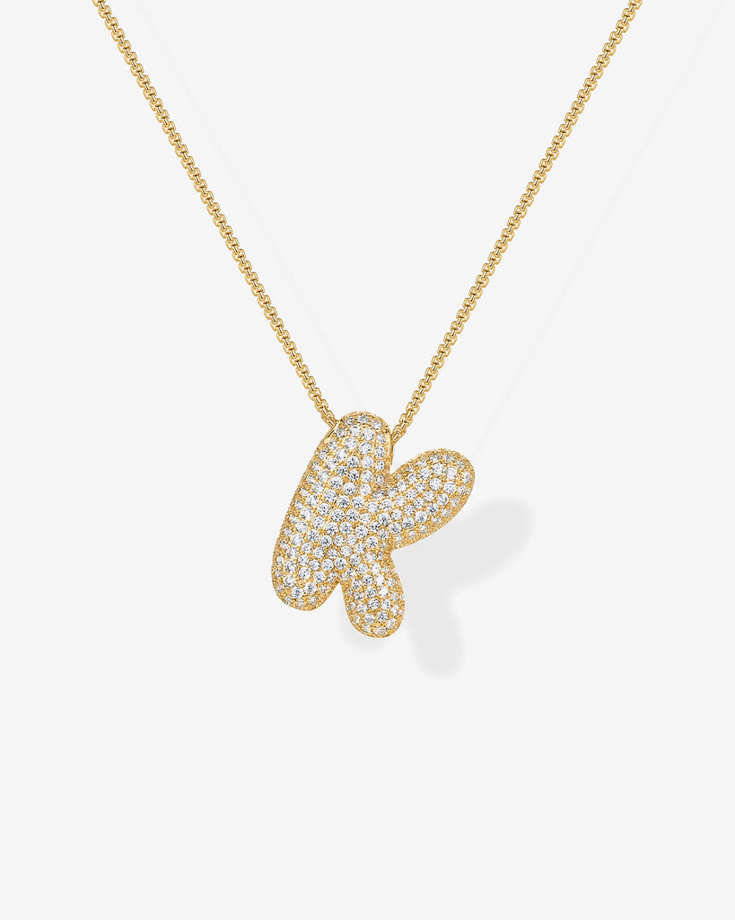 Sparkling Bubble Letter Pendant Necklace #Variant_Yellow Gold_K  