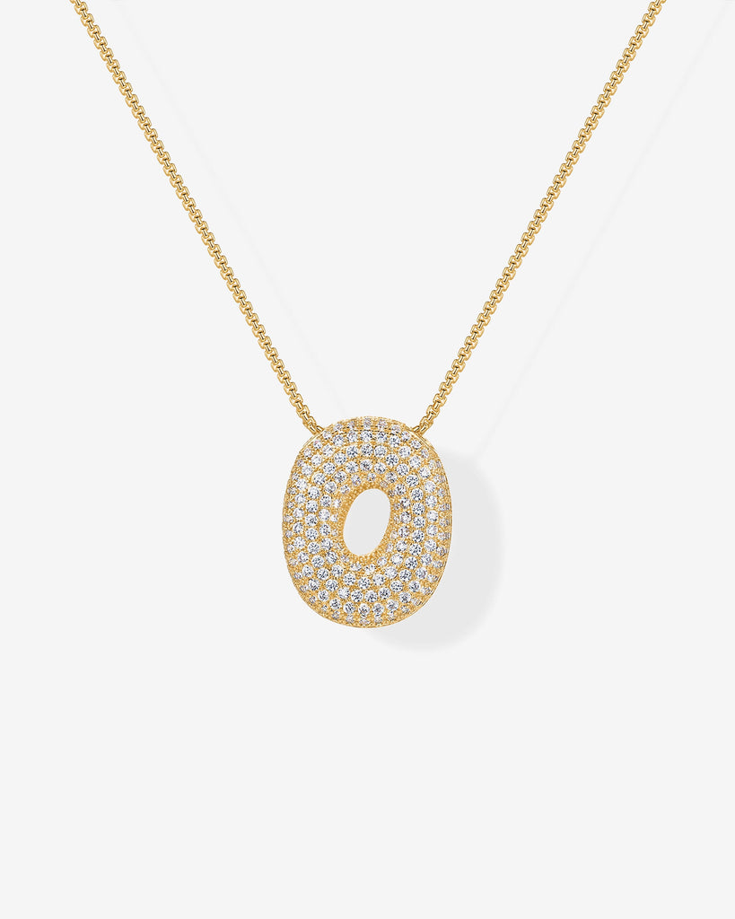Sparkling Bubble Letter Pendant Necklace #Variant_Yellow Gold_O  