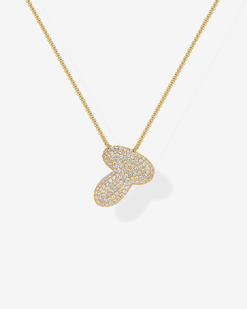 Sparkling Bubble Letter Pendant Necklace #Variant_Yellow Gold_T  