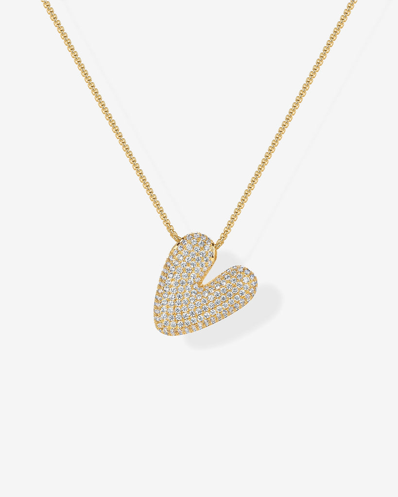 Sparkling Bubble Letter Pendant Necklace #Variant_Yellow Gold_V  
