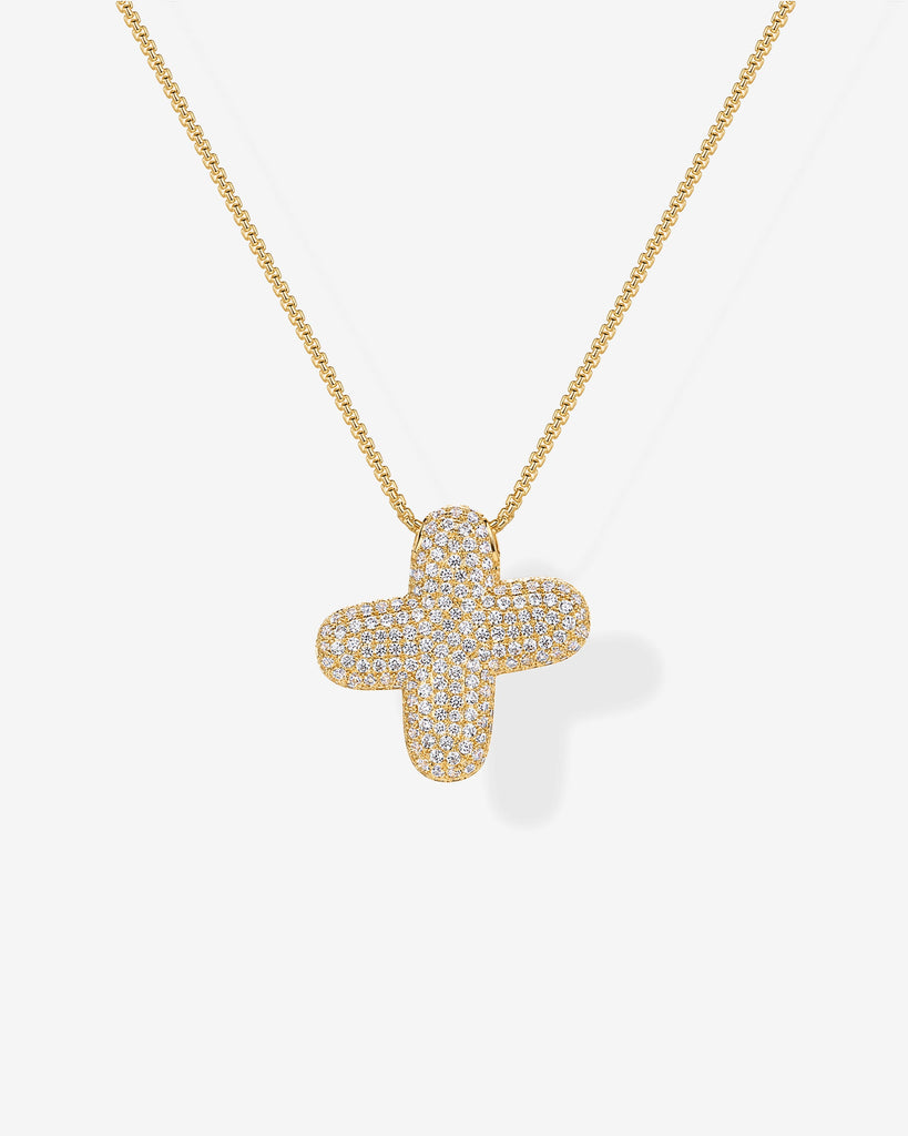 Sparkling Bubble Letter Pendant Necklace #Variant_Yellow Gold_X  