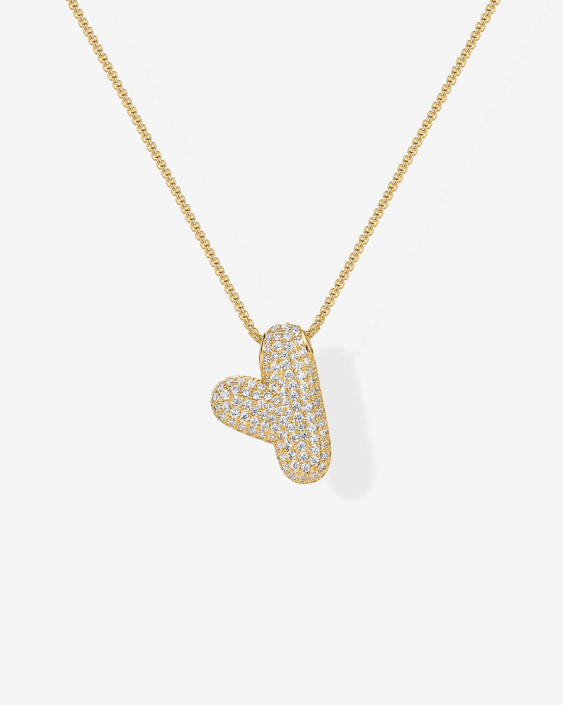 Sparkling Bubble Letter Pendant Necklace #Variant_Yellow Gold_Y  