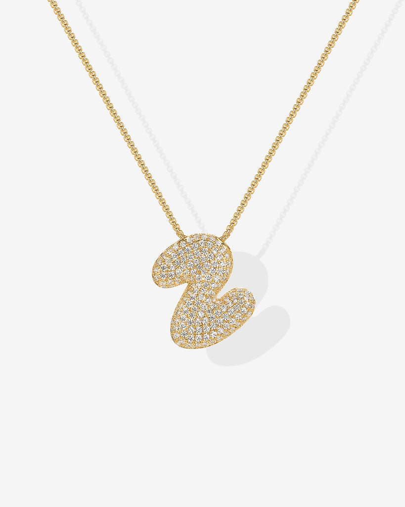 Sparkling Bubble Letter Pendant Necklace #Variant_Yellow Gold_Z  
