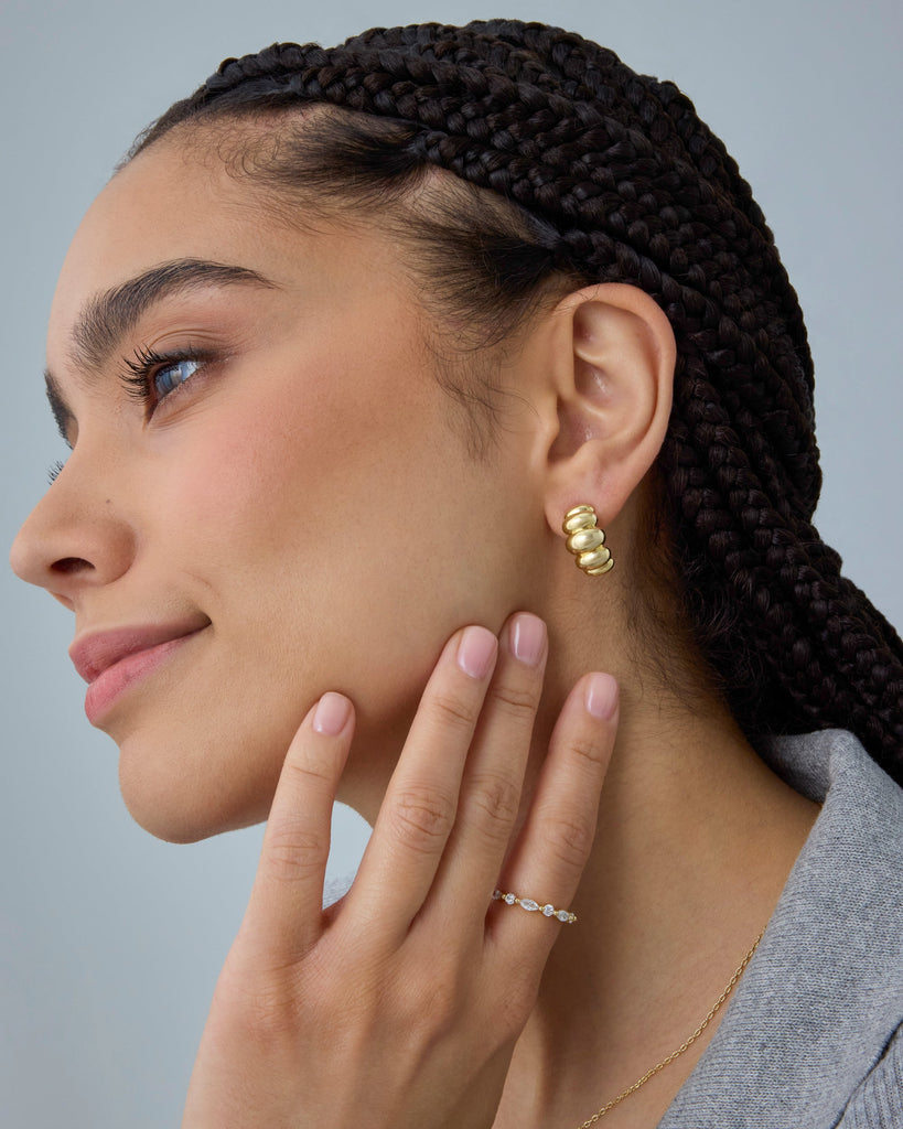 Puffy Hoops #Variant_White Gold Hoop 