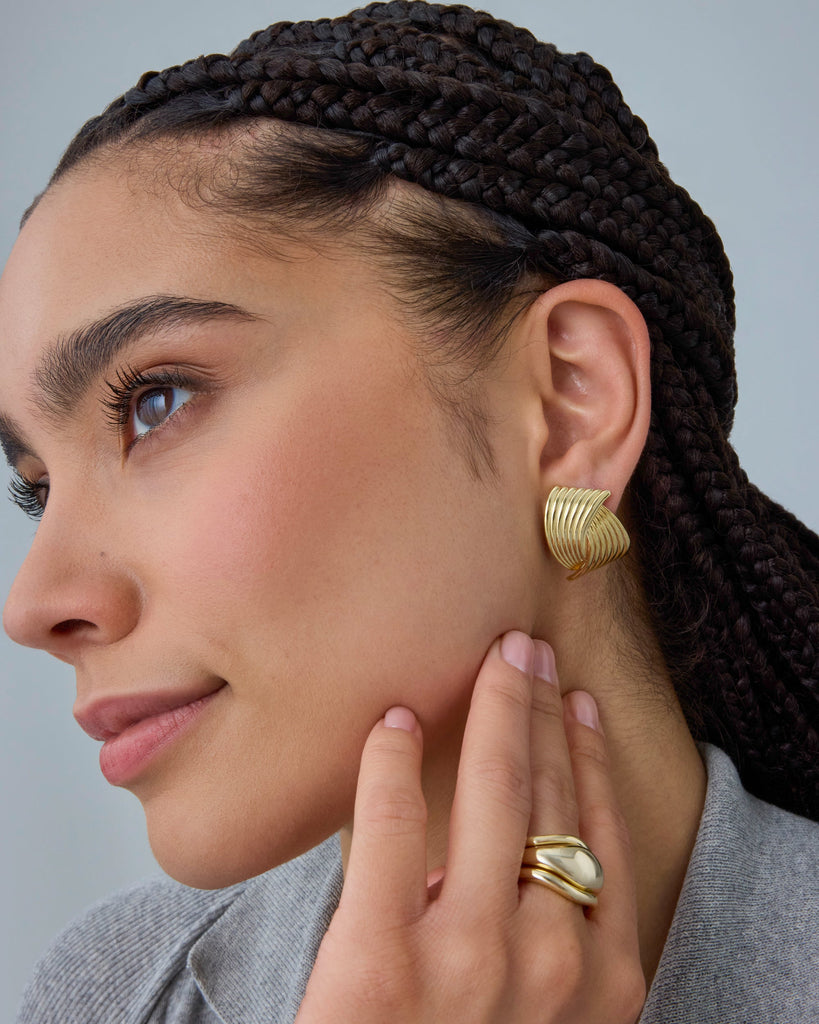 Fan Studs #Variant_Yellow Gold Stud 