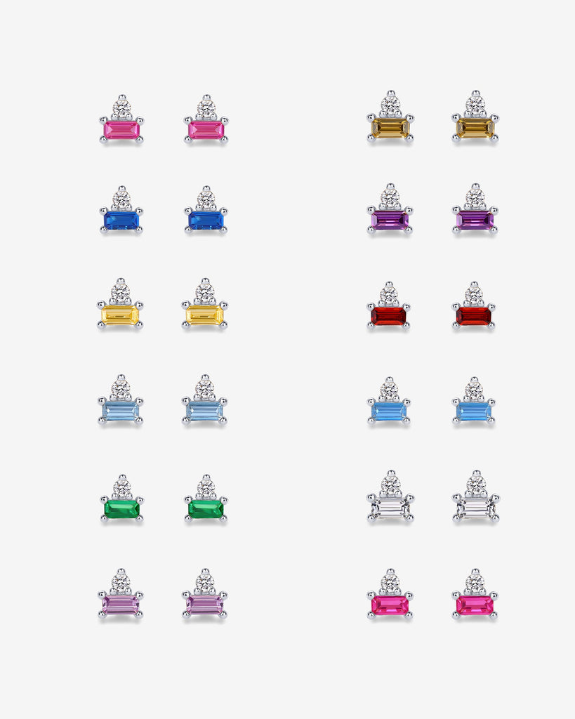 Two-Tone Gemstone Studs #Variant_White Gold/January Flat Backs 