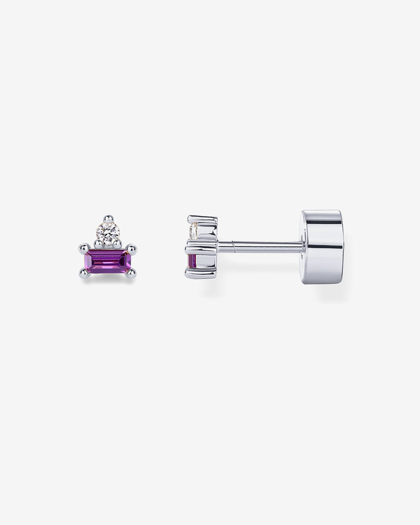 Two-Tone Gemstone Studs #Variant_White Gold/February Flat Backs 