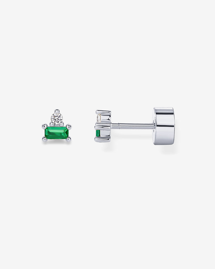 Two-Tone Gemstone Studs #Variant_White Gold/May Flat Backs 