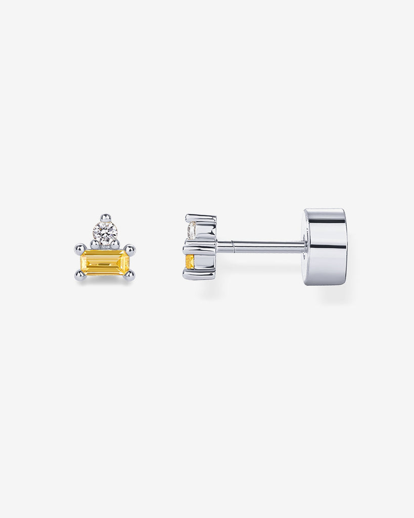 Two-Tone Gemstone Studs #Variant_White Gold/November Flat Backs 