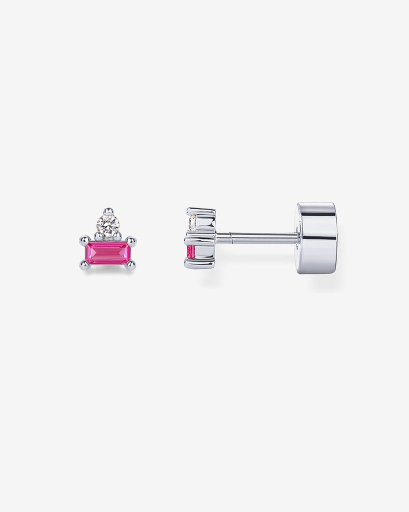 Two-Tone Gemstone Studs #Variant_White Gold/October Flat Backs 