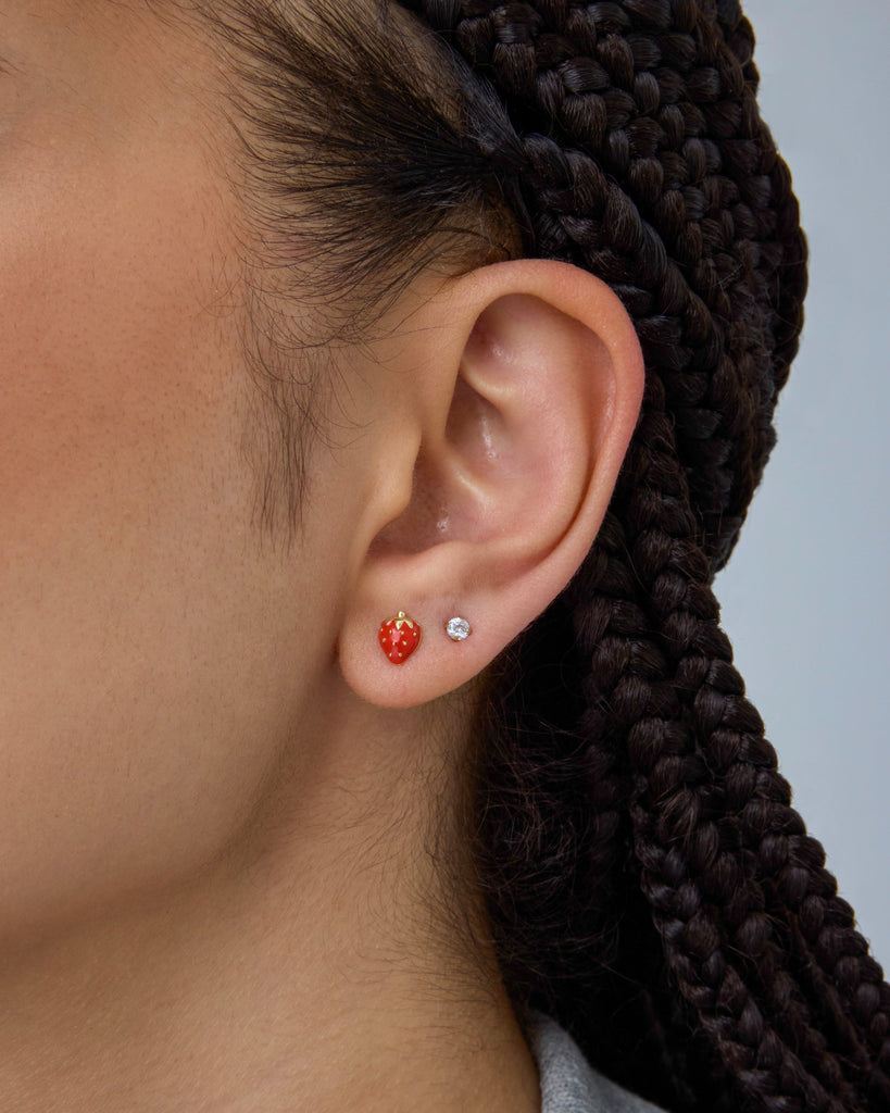 Strawberry Studs #Variant_White Gold Flat Backs 