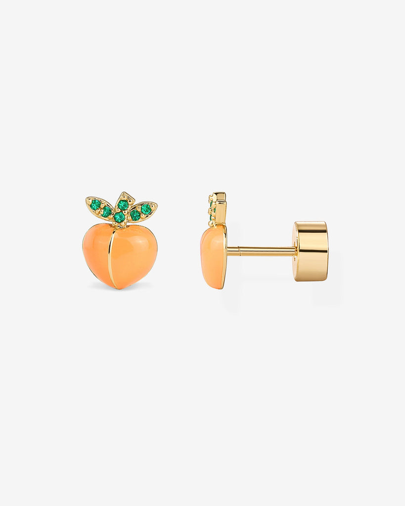 Peach Studs #Variant_Yellow Gold Flat Backs 