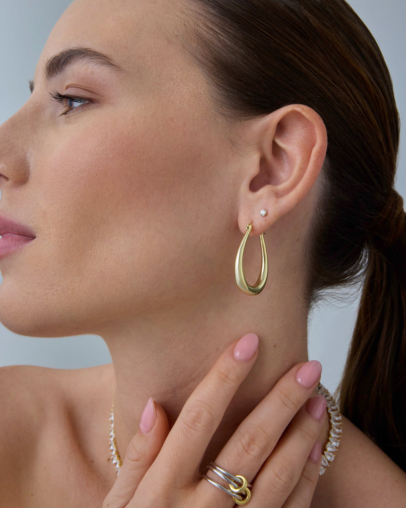 Oval Hoops #Variant_White Gold Hoop 