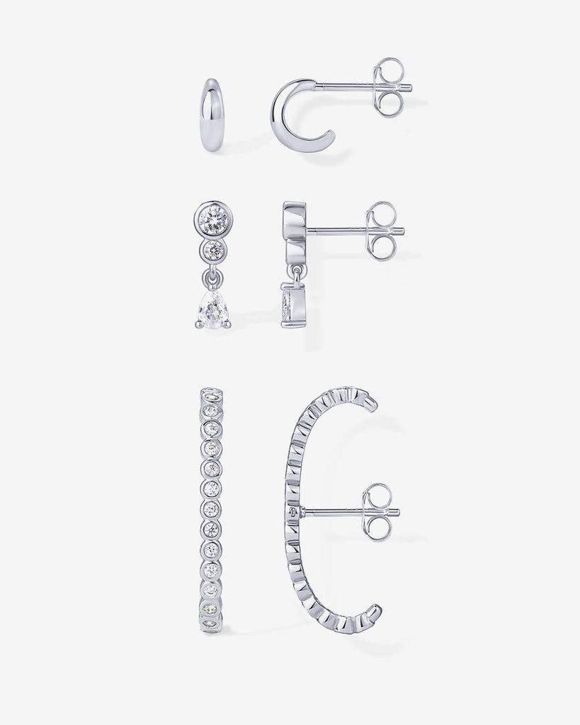 Stacking Earring Multipack #Variant_White Gold Stud 