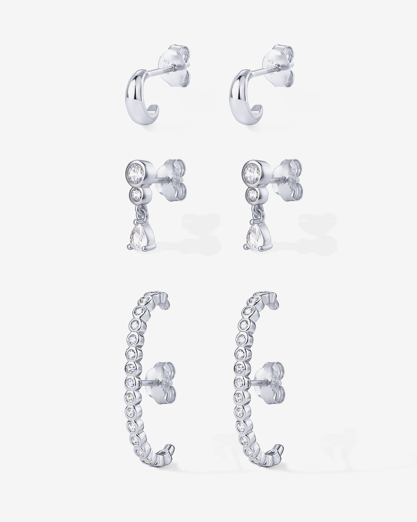 Stacking Earring Multipack #Variant_White Gold Stud 