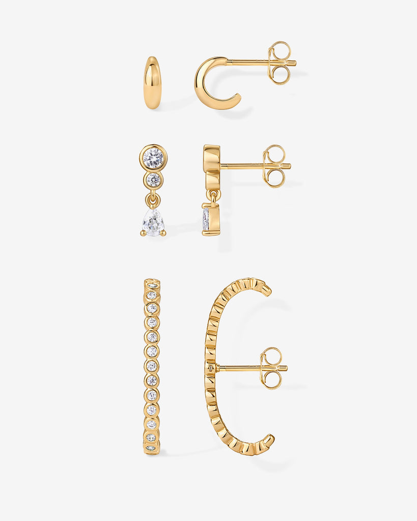Stacking Earring Multipack #Variant_Yellow Gold Stud 