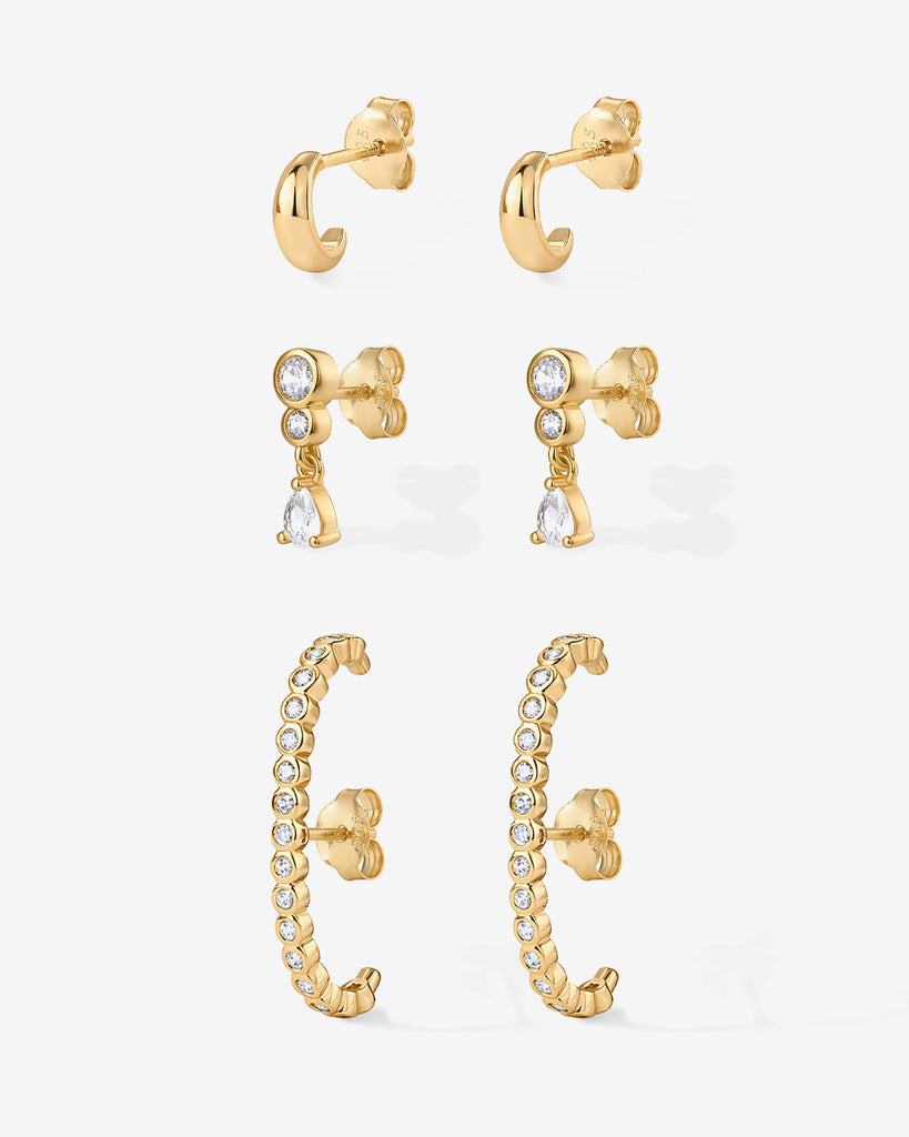 Stacking Earring Multipack #Variant_Yellow Gold Stud 