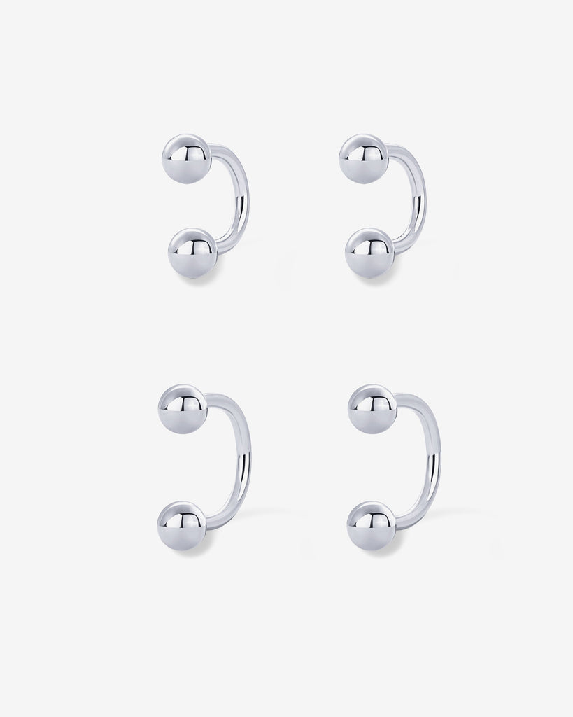Ball Half Hoop Huggie #Variant_White Gold Huggie 