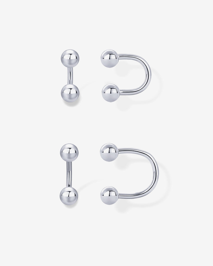 Ball Half Hoop Huggie #Variant_White Gold Huggie 