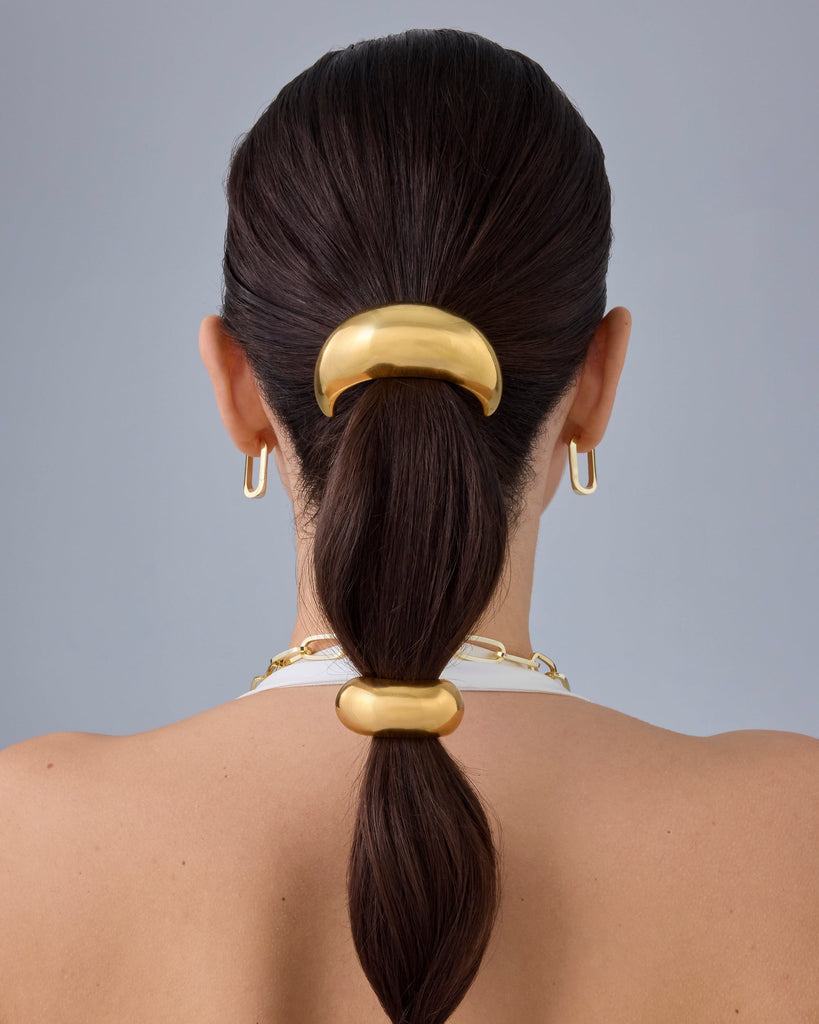 Crescent Cuff Hair Tie #Variant_White Gold Hair 