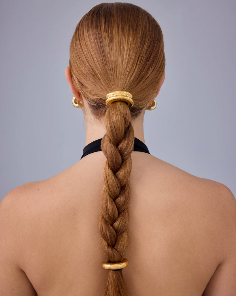 Ridged Cuff Hair Tie #Variant_White Gold Hair 