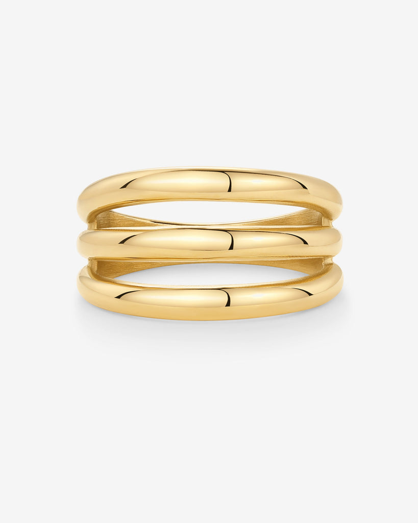 Chunky Triple Stack Ring #Variant_Yellow Gold Statement 
