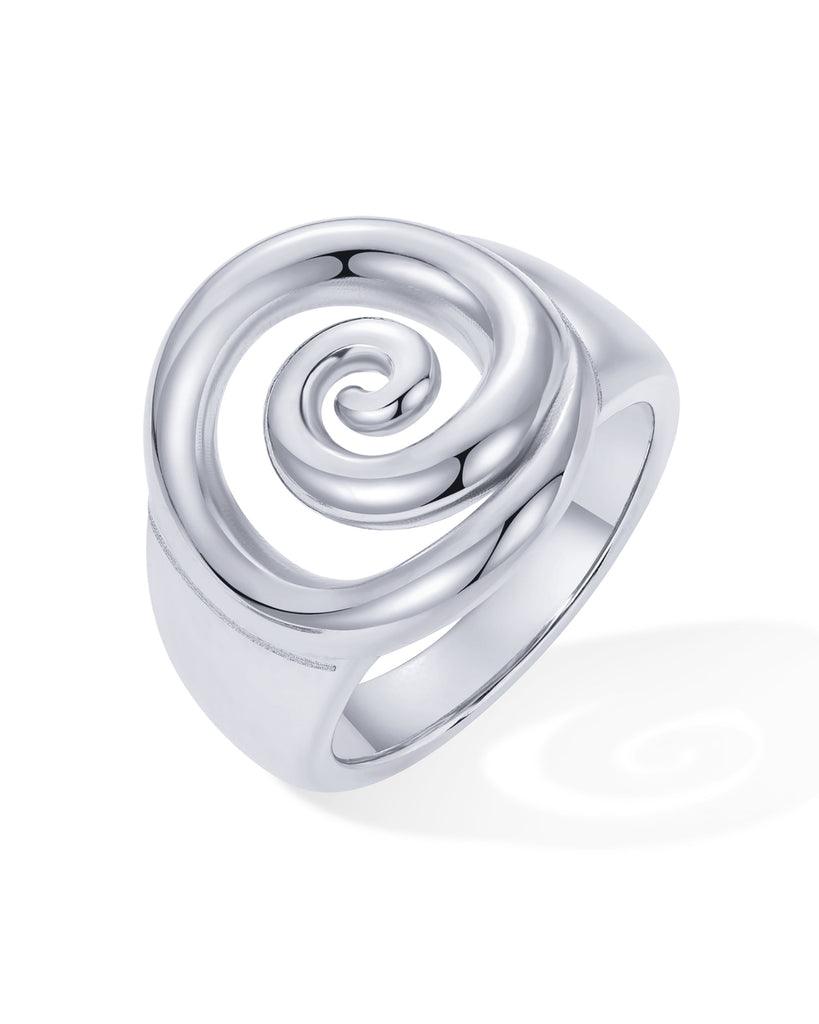 Chunky Spiral Ring #Variant_White Gold Statement 