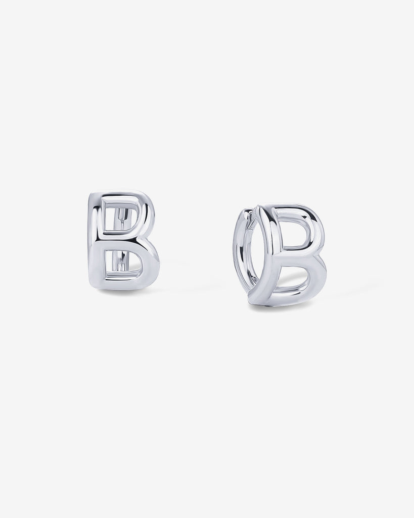 Initial Huggies #Variant_White Gold/B Huggie 