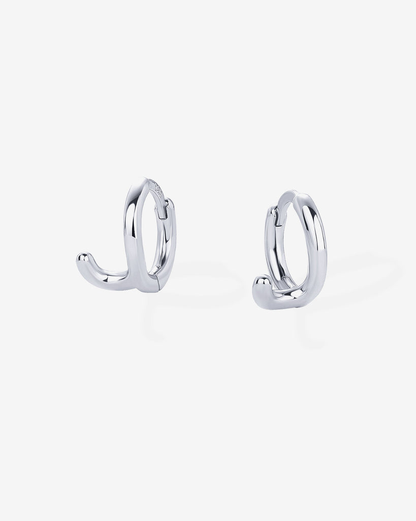 Initial Huggies #Variant_White Gold/J Huggie 