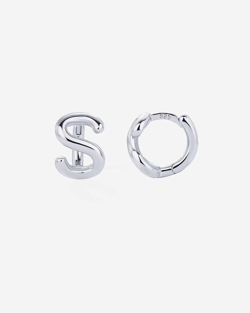 Initial Huggies #Variant_White Gold/S Huggie 